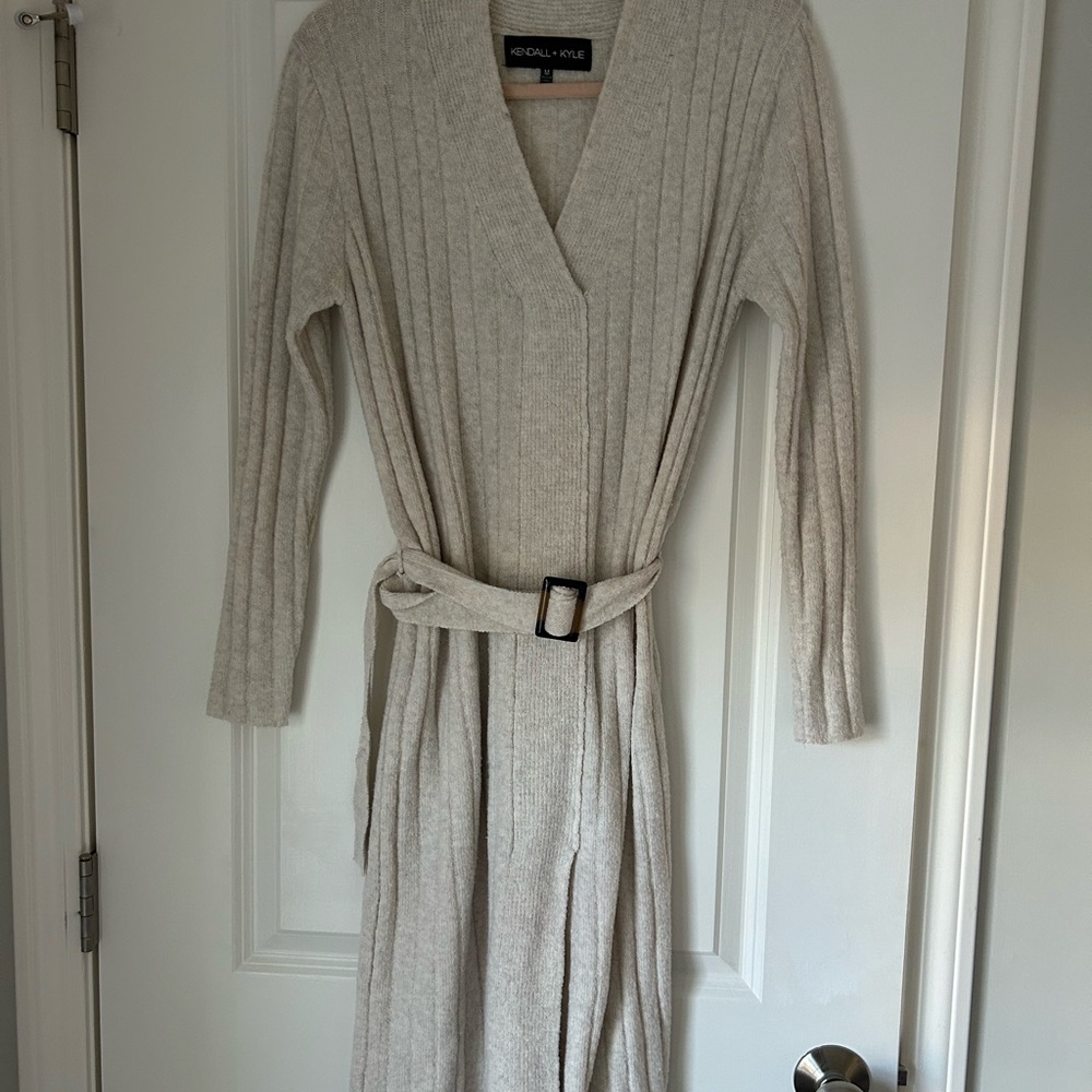 Kendall + Kylie Cream Belted Cardigan